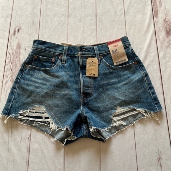 Levi's 501 Original Fit High-Rise Women's Jean Shorts Size W 28 Button Fly - Picture 1 of 14